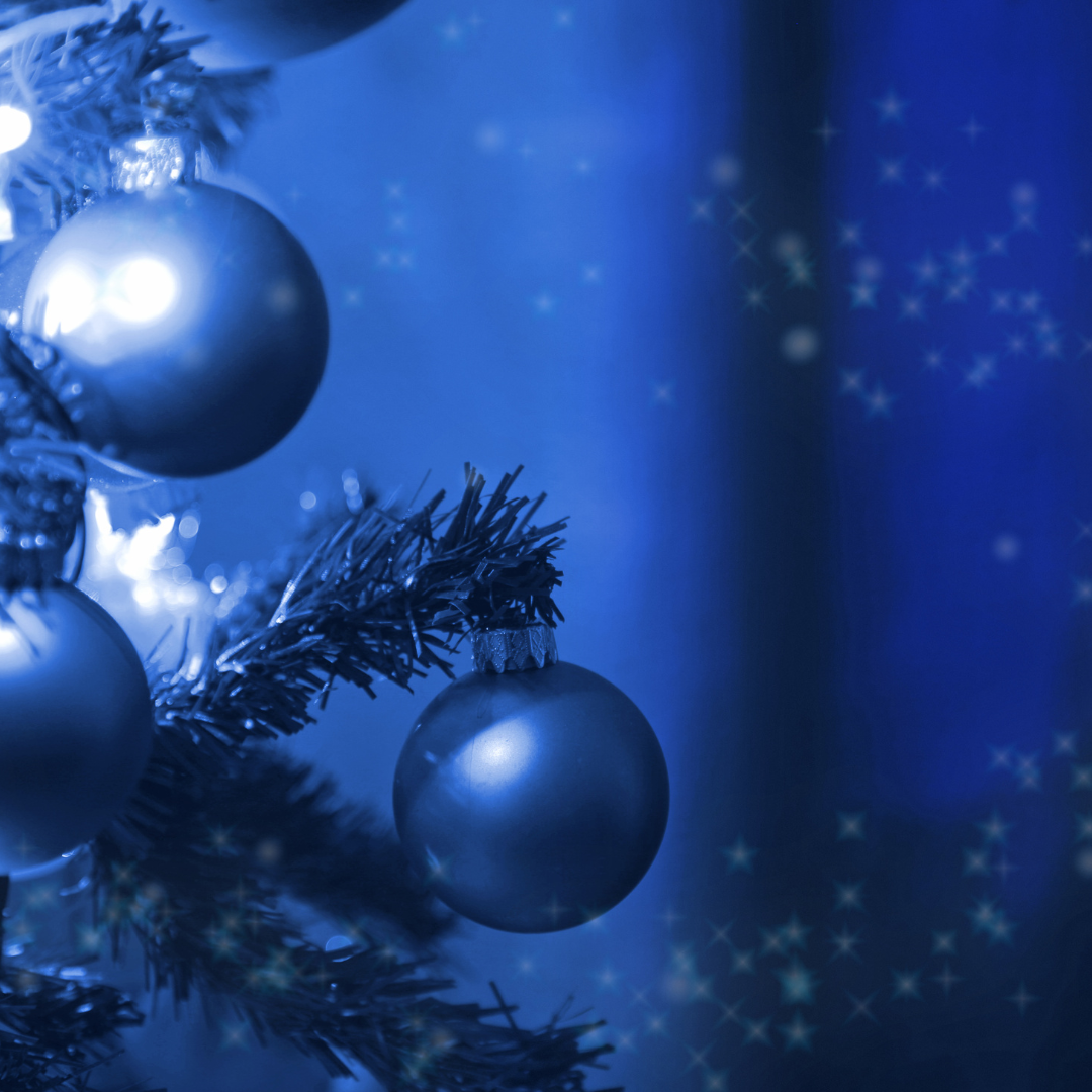 Blue Christmas Balls on a Blue tinted tree.